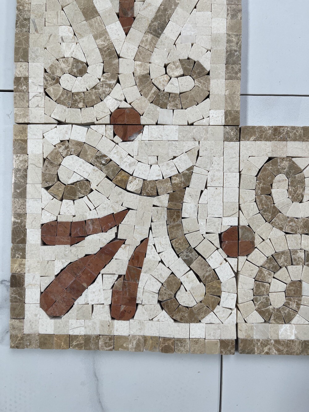 B0079CP Marble Mosaic Border Accent Tile Everlasting Crema 5.9×5.9 Polished