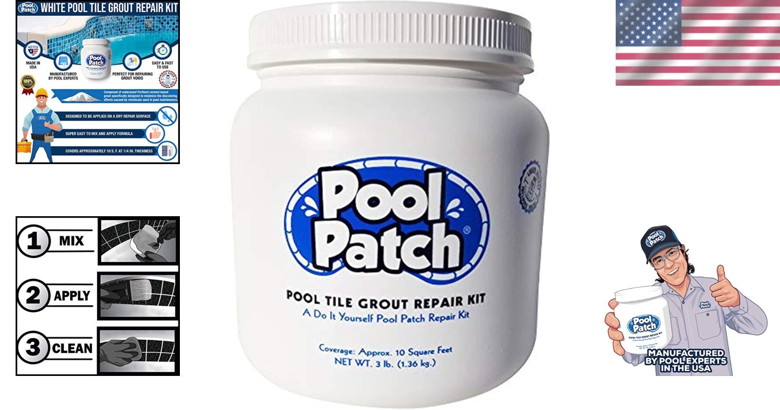 White Pool Tile Grout Repair Kit – Fast Setting Formula