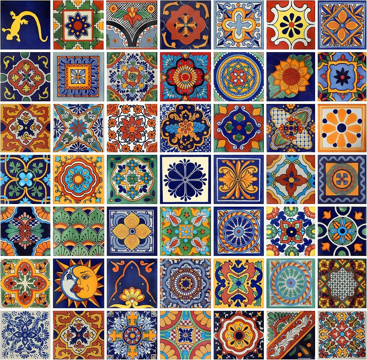 Set Of 100 Talavera Mexican Tiles / 4×4 / Handpainted / Mexican Traditional