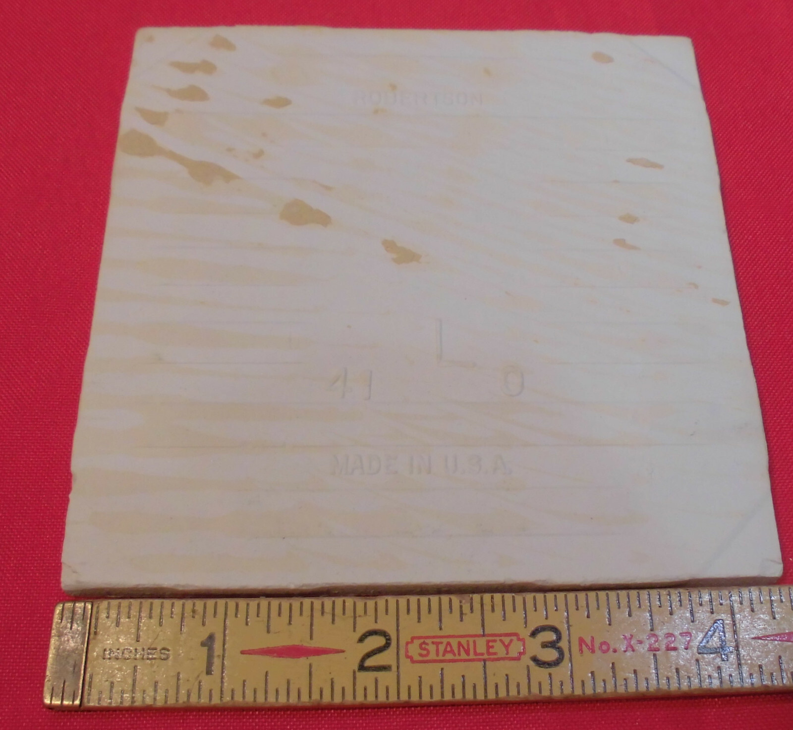 5 pcs. White Speckled; tiny light & dark specks 4-5/16″- 4-3/8″ Robertson Tile