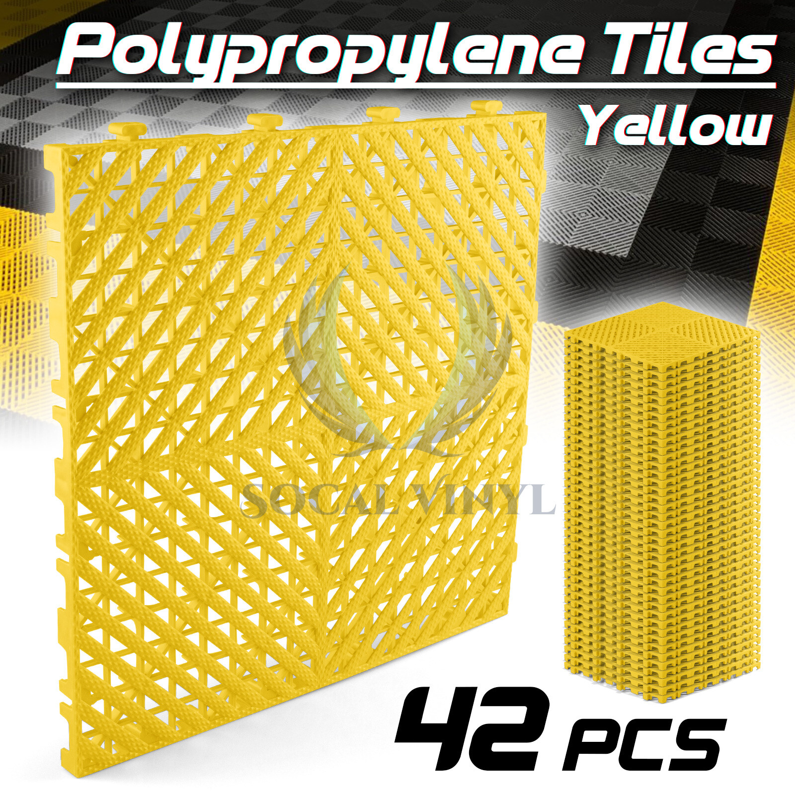 42pcs 16″x16″ Yellow Garage Floor Mat Perforated Flooring Tile Shop Interlocking