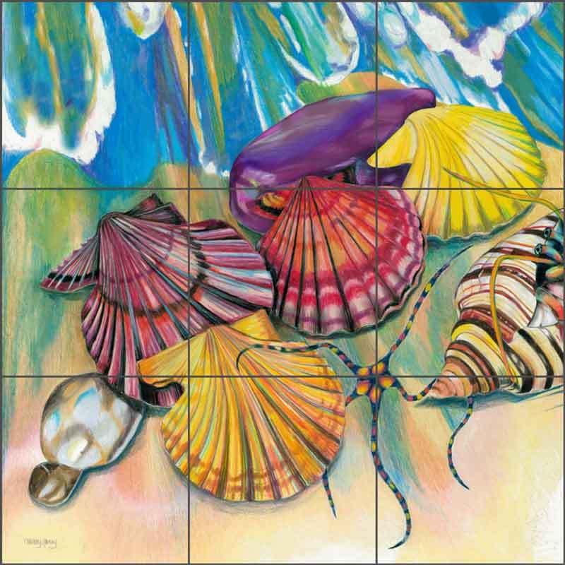 Seashell Tile Backsplash Nancy Jacey Seascape Beach Ceramic Mural CPA-NJ13034