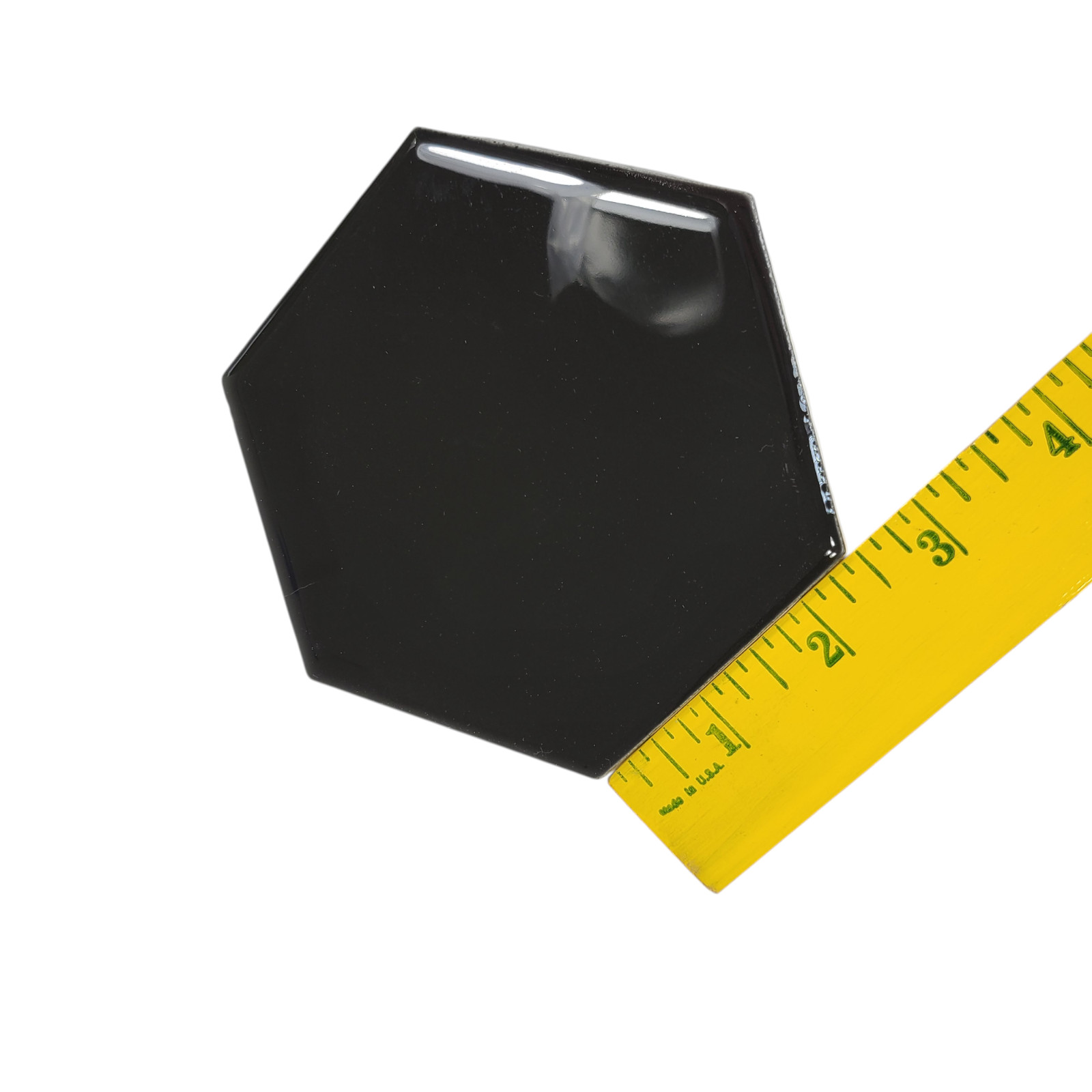 Black Ceramic Tile Hexagon Subway Vintage Mid Century Modern Rippled Beehive