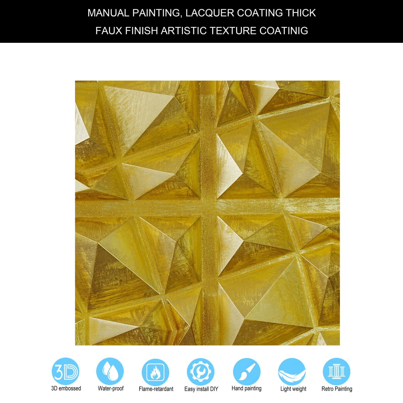 PVC Faux Tin Painting Tile Aged Artwork Panels PLM101 Golden 10pcs PAINTSDECOR