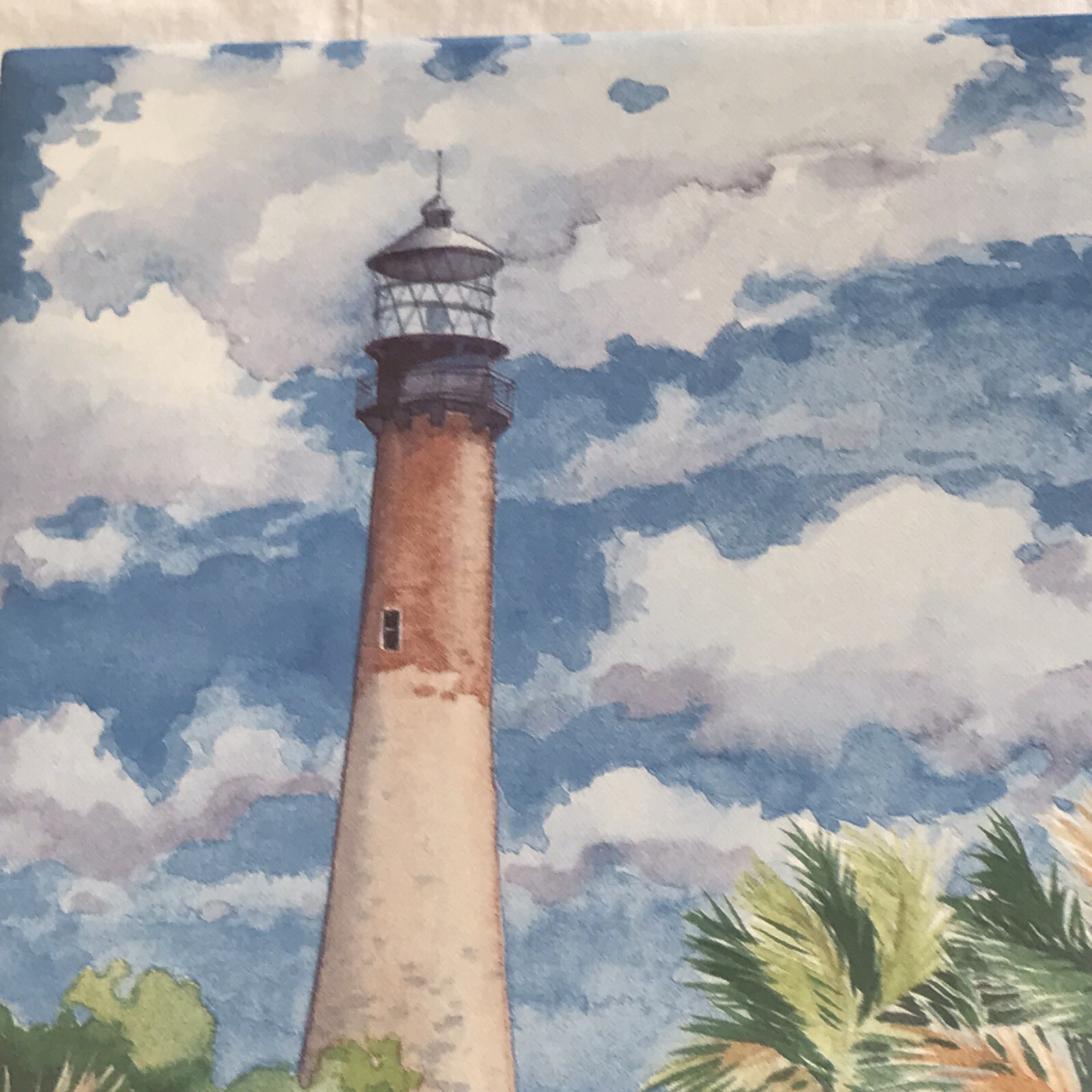 Tropical Ocean Lighthouse Accent & Decor Tile Art 6″x8″ Cactus Palm Trees SM62