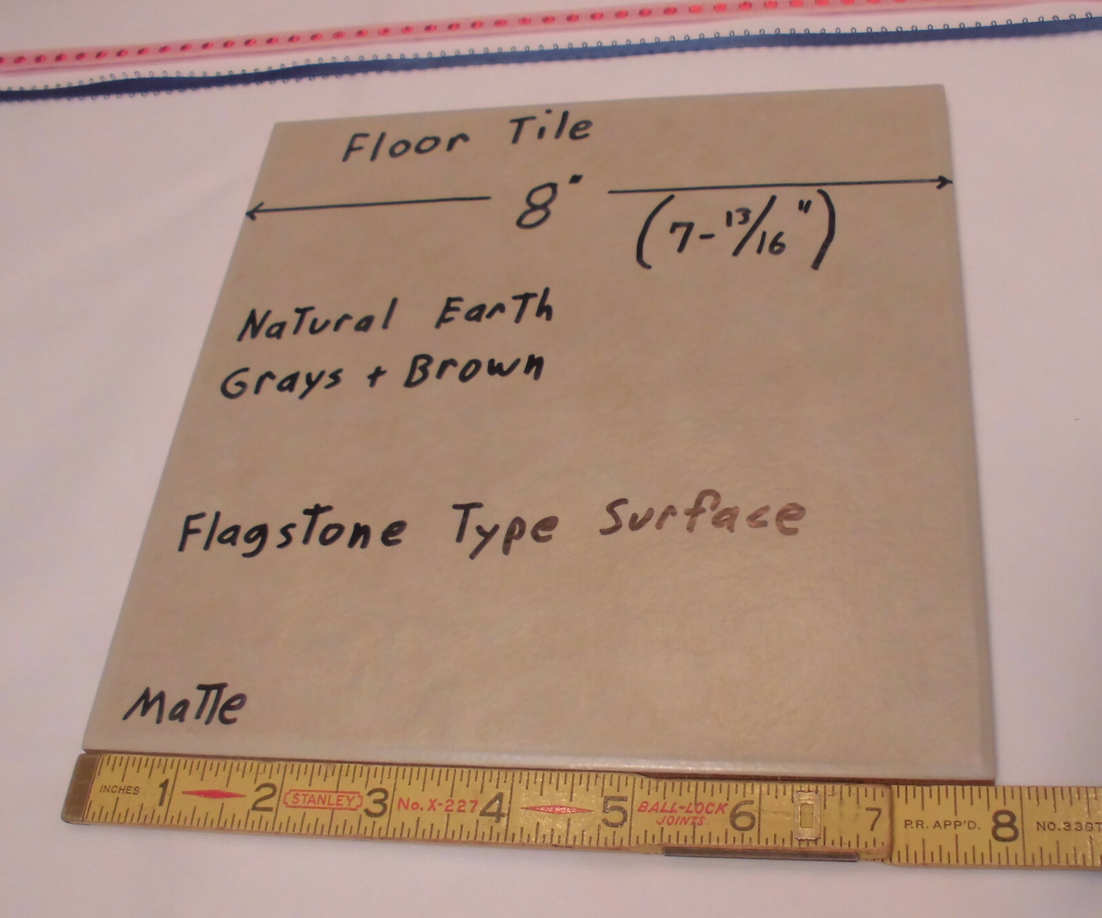 1 pc. 8″ Ceramic/Porcelain Floor Tile “Brown & Gray” Medium Flagstone Textured