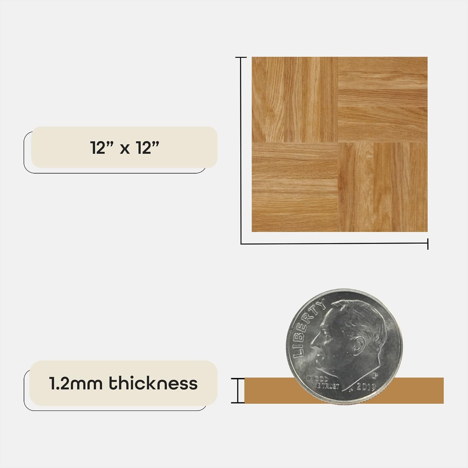 Sterling Self Adhesive 12-Inch Vinyl Floor Tiles, 20 Tiles – 12″ X 12″, Square P