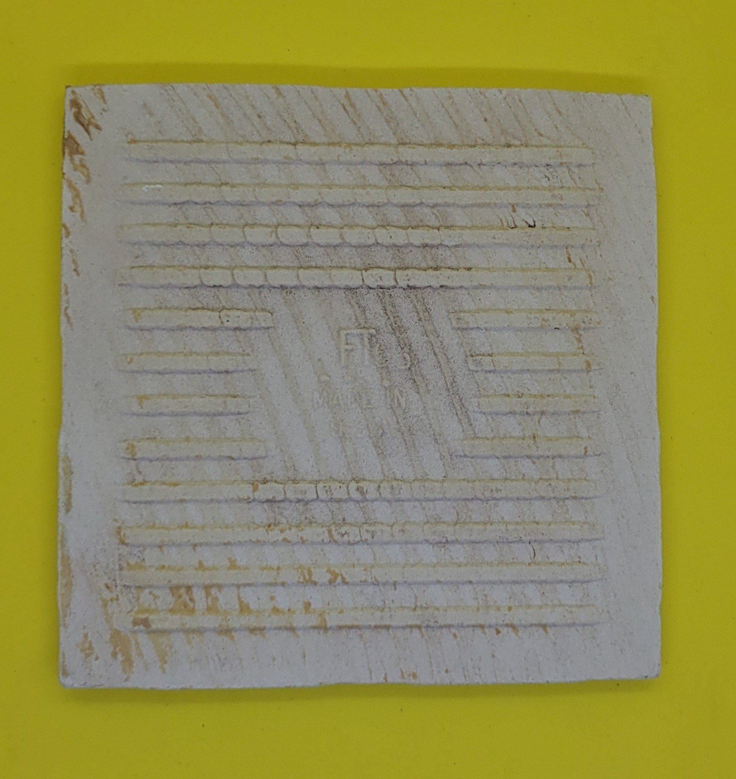 Ceramic Florida Tile 4 3/8” White Gold Speckle Glossy – Reclaimed – 1 each