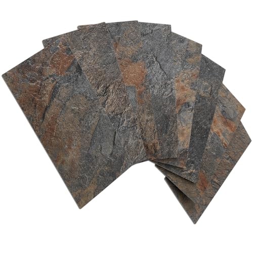 Piece Peel and Stick Backsplash Wall Tiles, 3″ x 6″ PVC Faux 100 Rust Slate