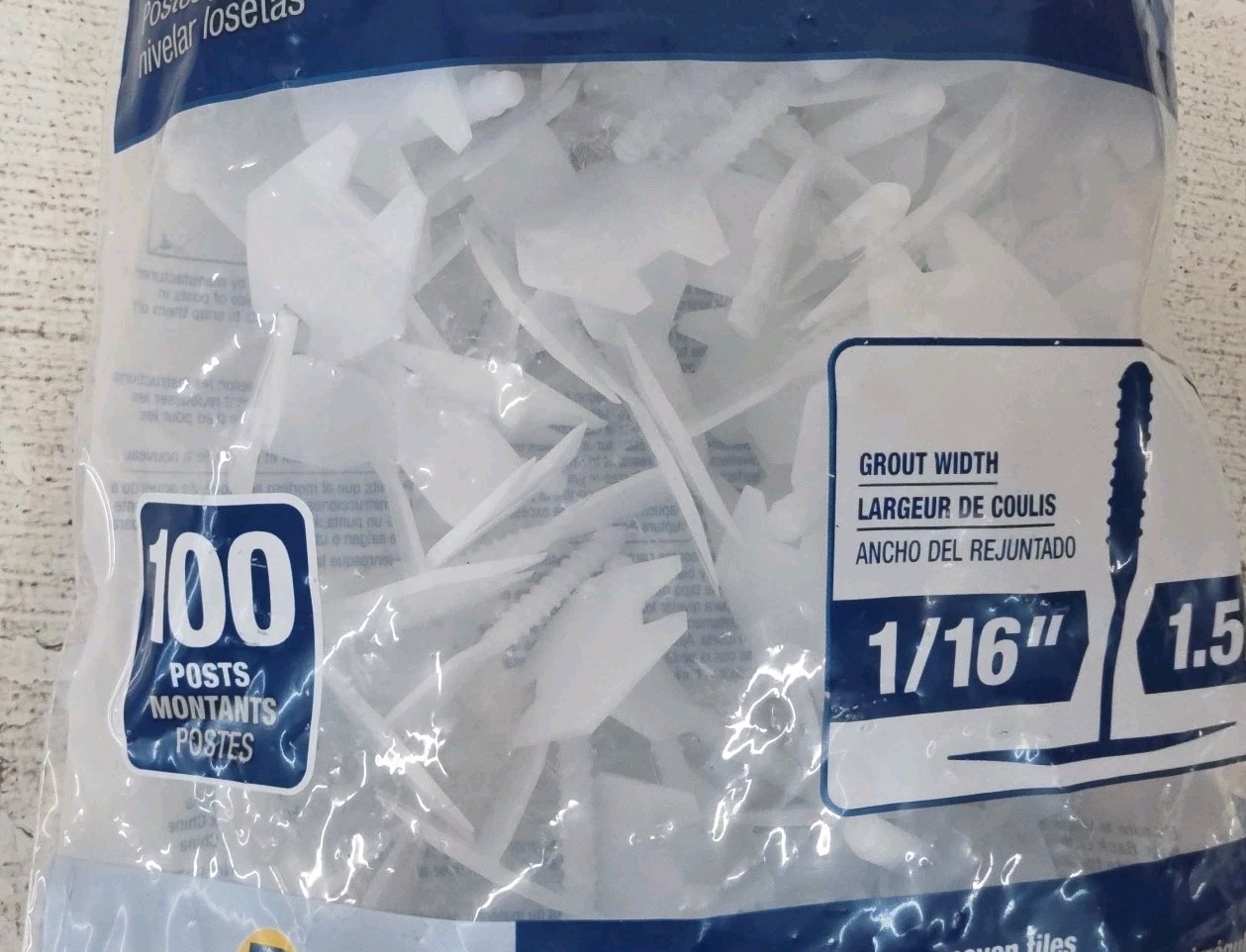 QEP LASH Tile Leveling System Project Pack, 1/16″/ 1.5mm – 100 pack.