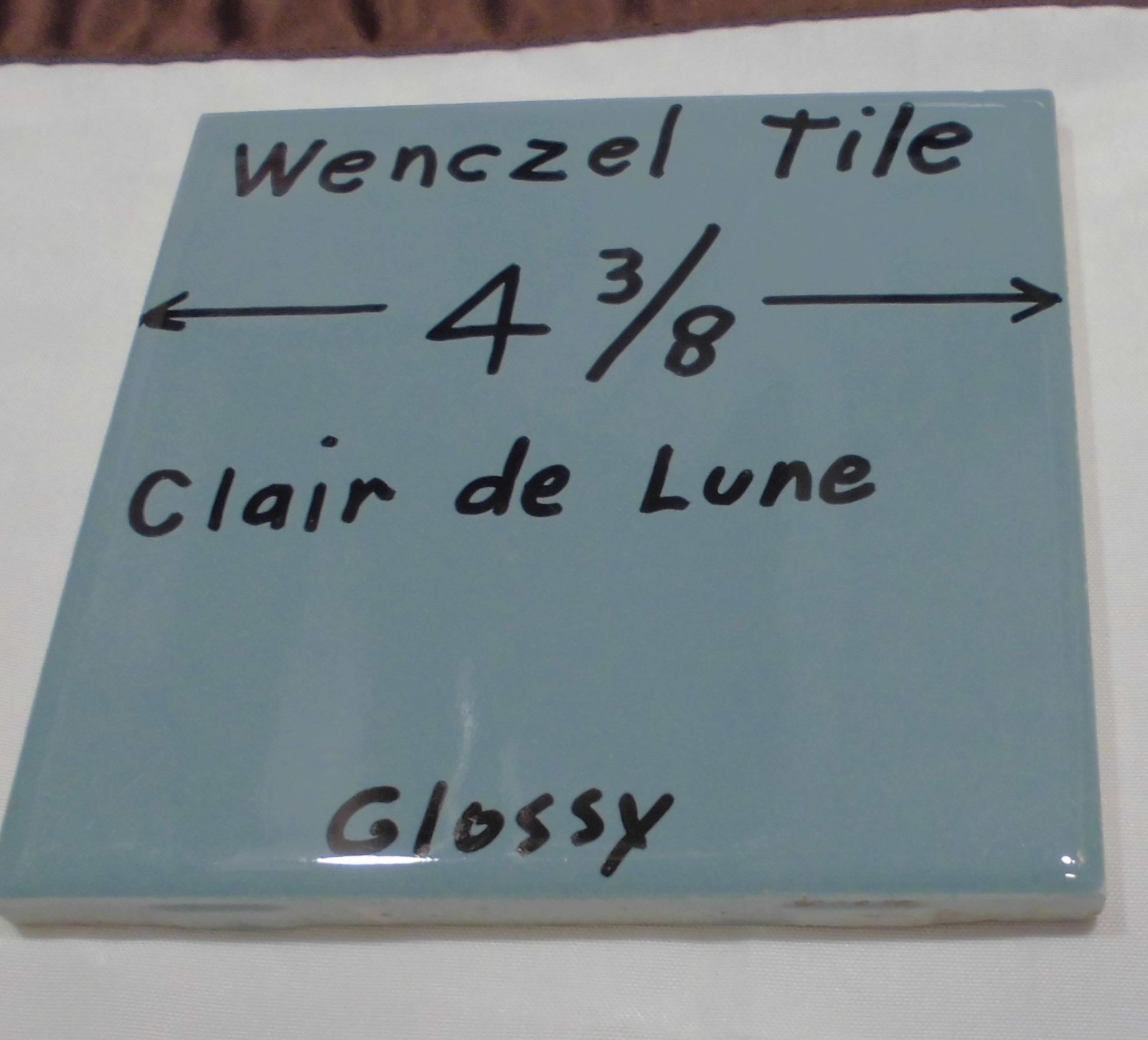 1 pc. *Blue-Gray* Glossy Ceramic Tile by Wenczel 4-5/16″ *Clair-De-Lune*