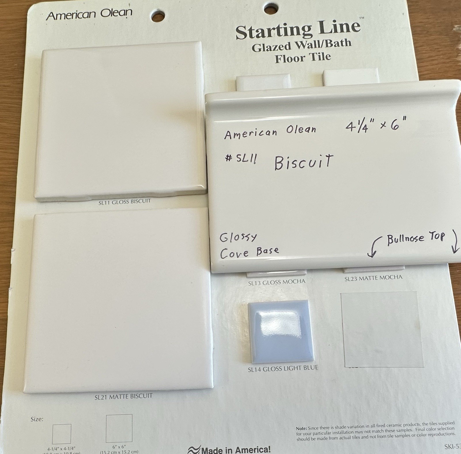 1 pc. #SL11 Biscuit: Glossy Bullnose Top cove/base Ceramic Tile: 4-1/4″ X 6″ NEW