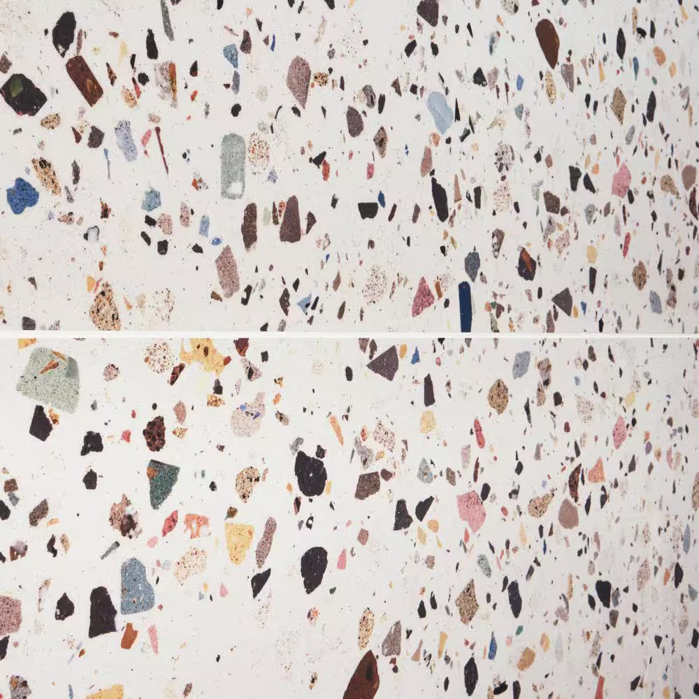 Adorn White Multicolor 23.62 In. X 47.24 In. Terrazzo Look Polished Porcelain Fl