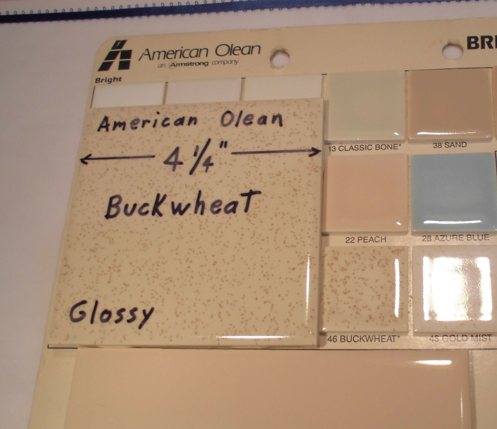 1 pc. Vintage *Buckwheat* Glossy Ceramic Tile #46 by American Olean 4-1/4″ NOS