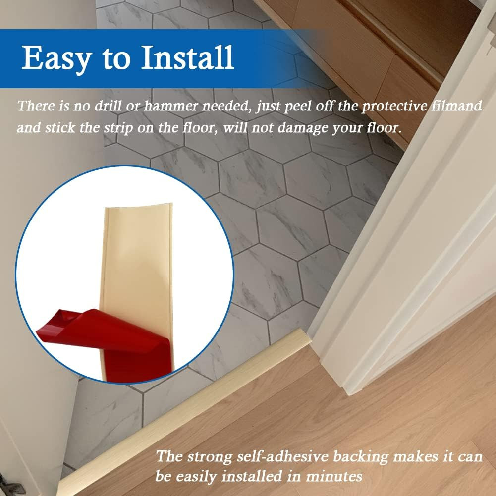 Floor Transition Strip Self Adhesive Floor Cover Strips Laminate 1.57″ Wide Viny