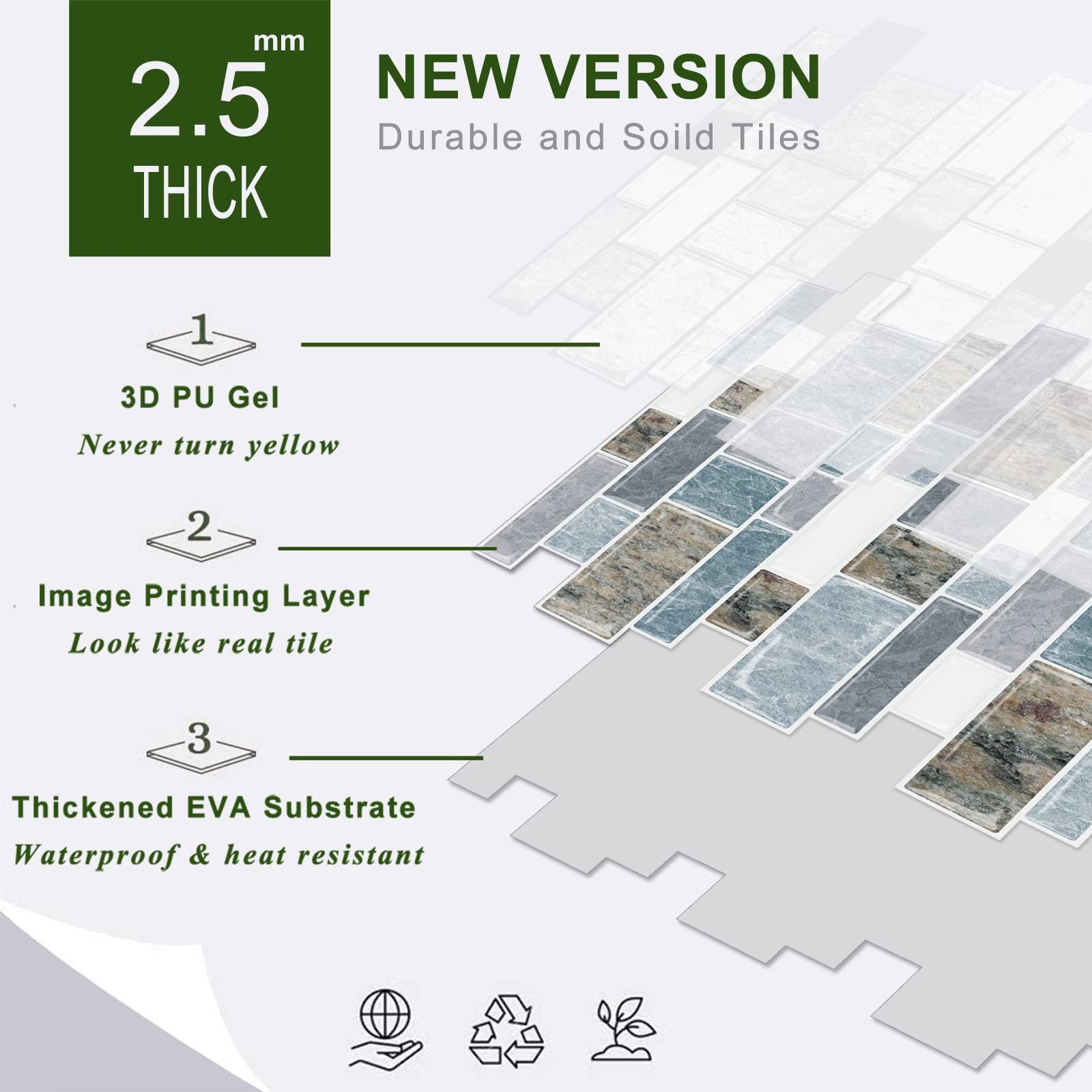 Azulejos Adhesivos Granito Azul Y Marron Para Cocina Pack De 10 De Lujo