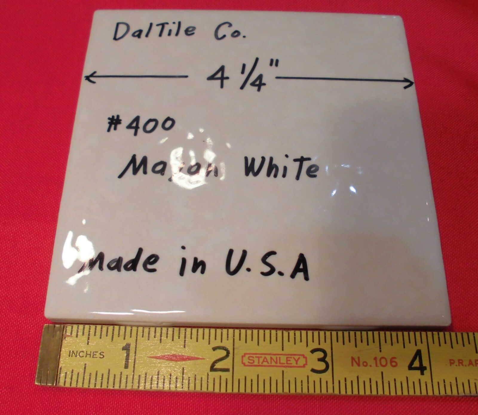 1 pc. Mayan White: Glossy Ceramic Tile by Daltile 4-1/4″ Tiny, Bumpy, Dimple
