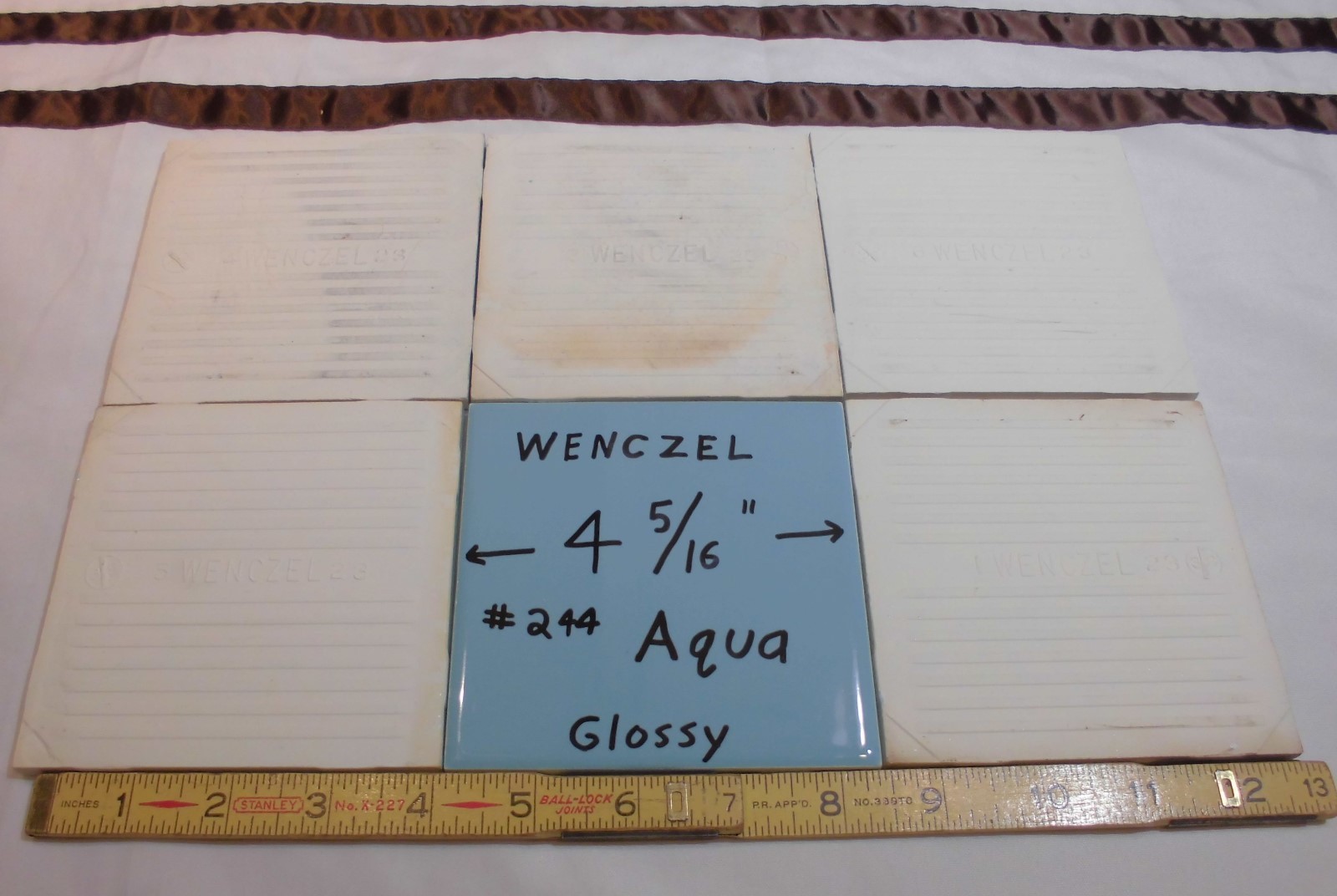 1 pc. Glossy Ceramic Tile *Blue-Green* by Wenczel Tile Co. 4-5/16″ Aqua Color
