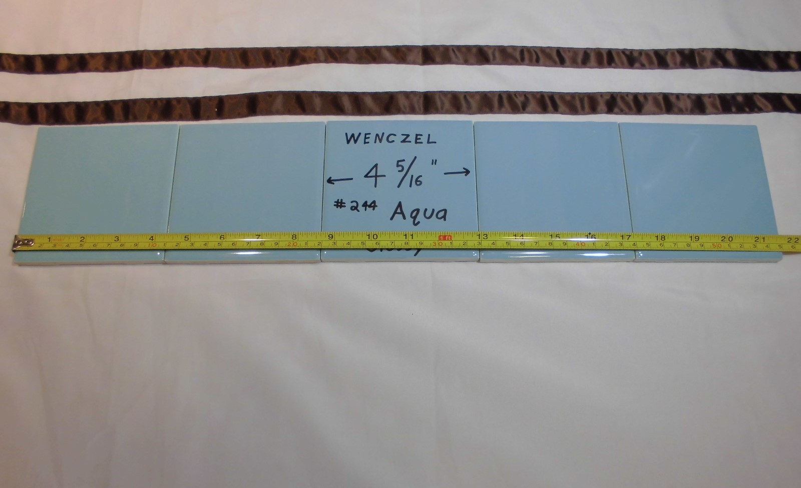 1 pc. Glossy Ceramic Tile *Blue-Green* by Wenczel Tile Co. 4-5/16″ Aqua Color