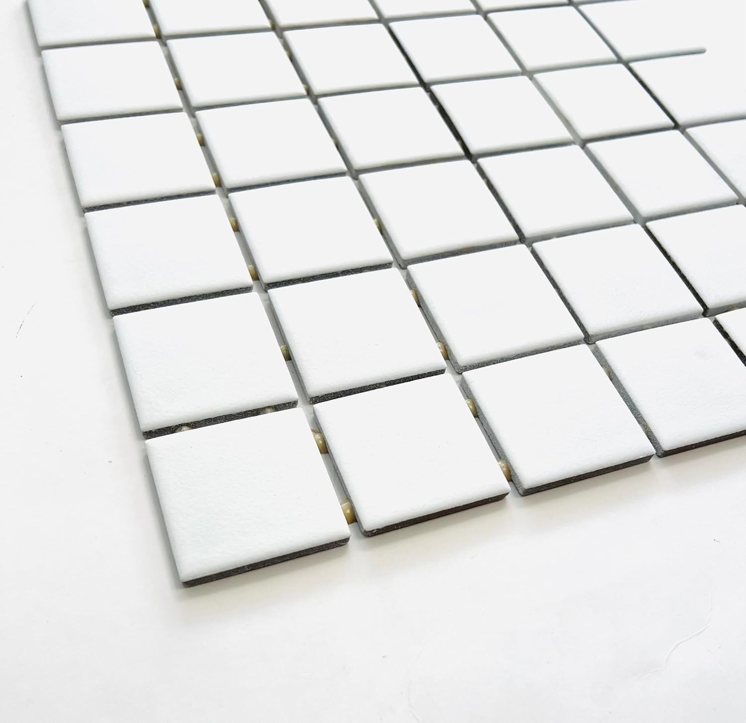 Essential White 2″ x 2″ Matte Finish Ceramic Mosaic Tile on Dot Mount