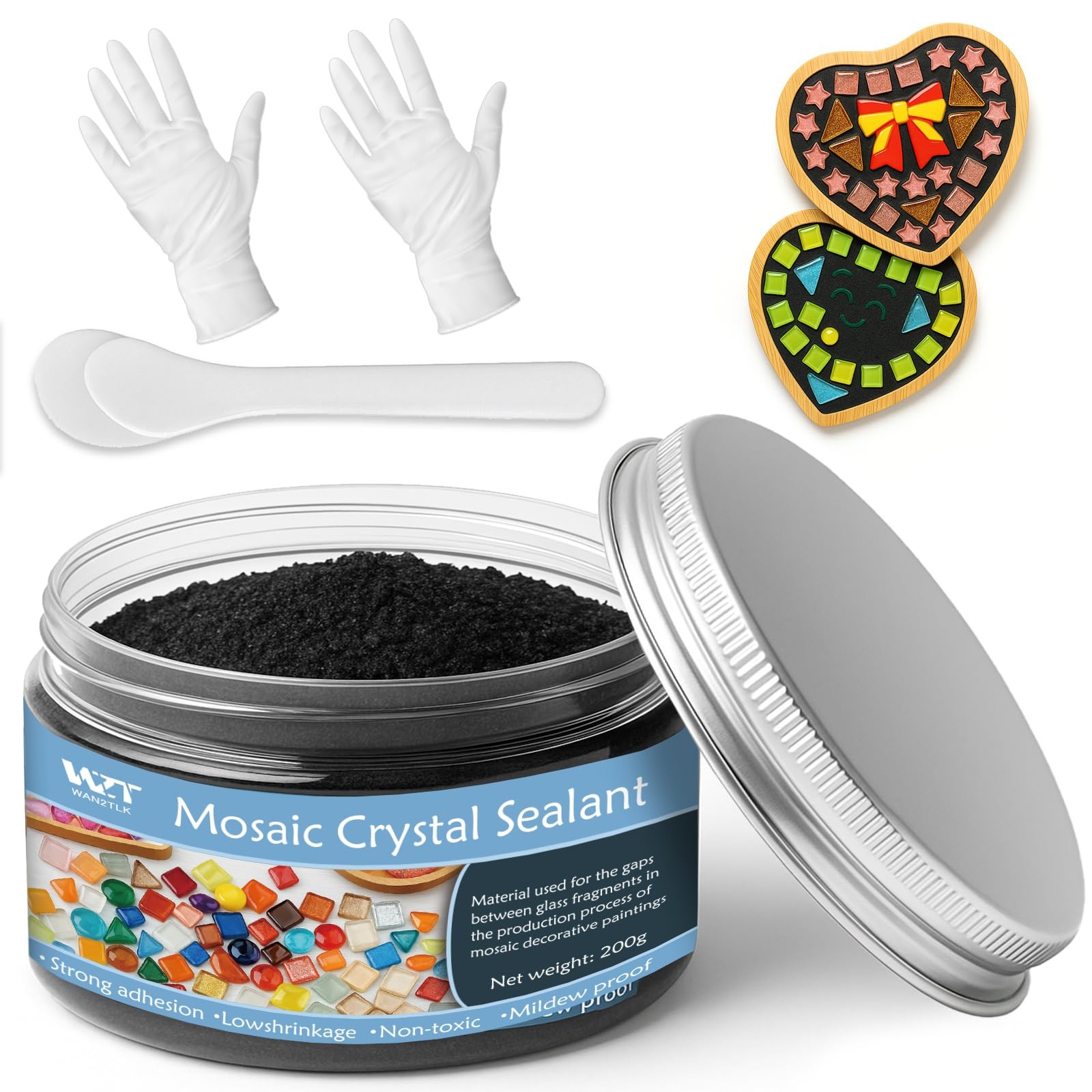 Professional Mosaic Grout for Crafts Black 200g – Quick-Dry Crystal Tile Grou…