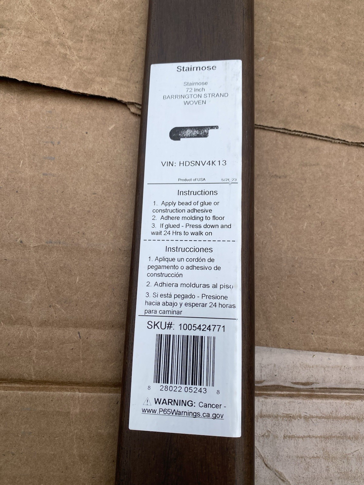(5 PACK) Stairnose 72 Inch Barrington HDSNV4K13 7.0mm x 2-3/16 x 72” Overlap