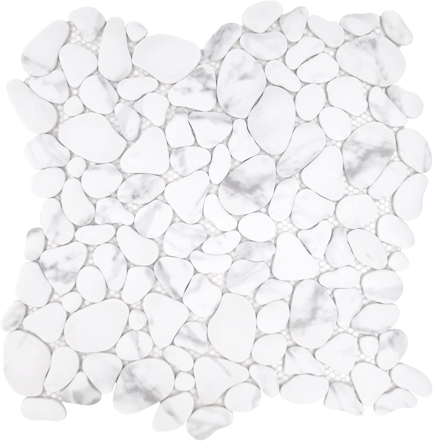 Carrara White Pebble Tile for Shower & Backsplash – 10 Sheets, 7.9 Sq. Ft.