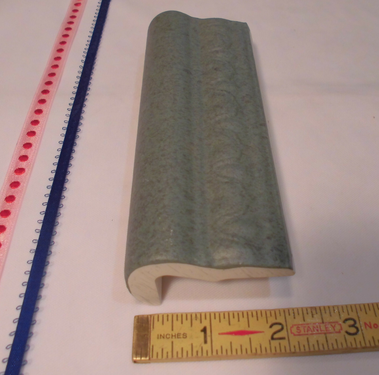 1 pc. *Gray Green* V Cap Ceramic Trim Tile; Counter-top Edging: Matte 2″ X 6″