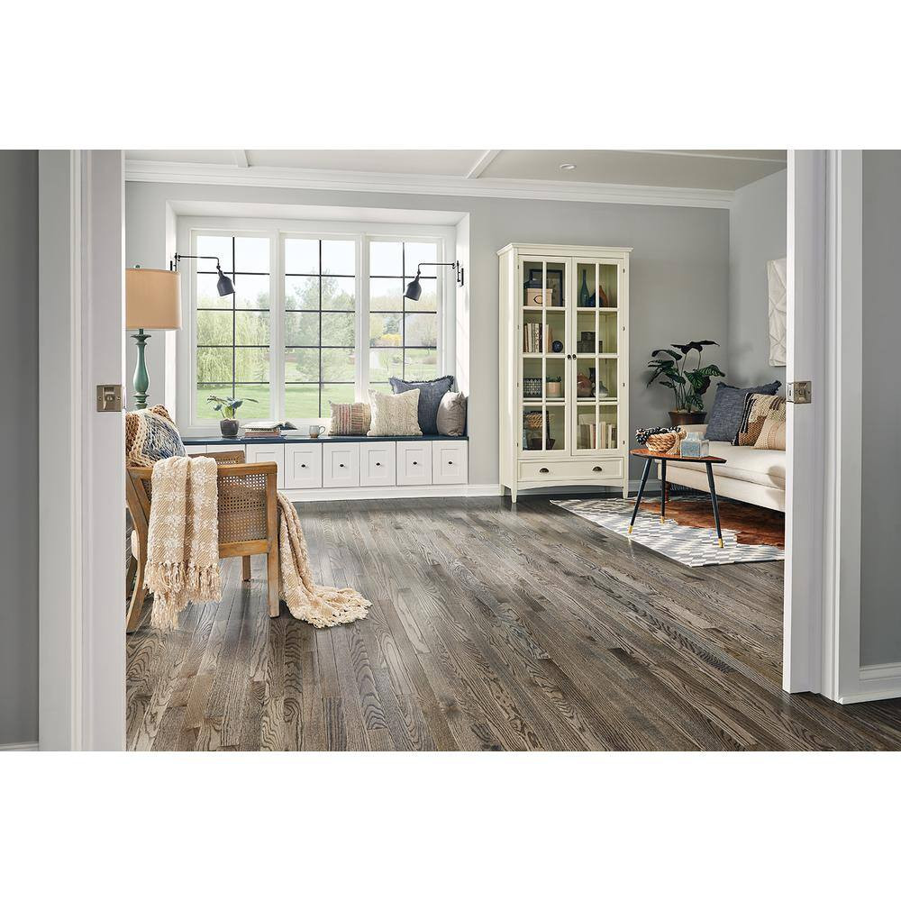 Plano Low Gloss Gray Oak 3/4 In. T X 2-1/4 In. W Smooth Solid Oak Hardwood Floor