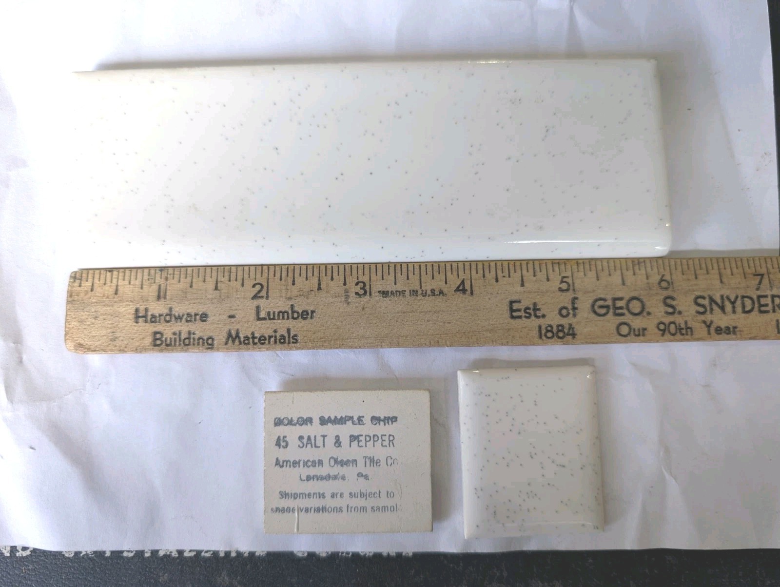 1 pc American Olean Salt Pepper #45 S4269 Bullnose Ceramic Tile 2×6 Original USA