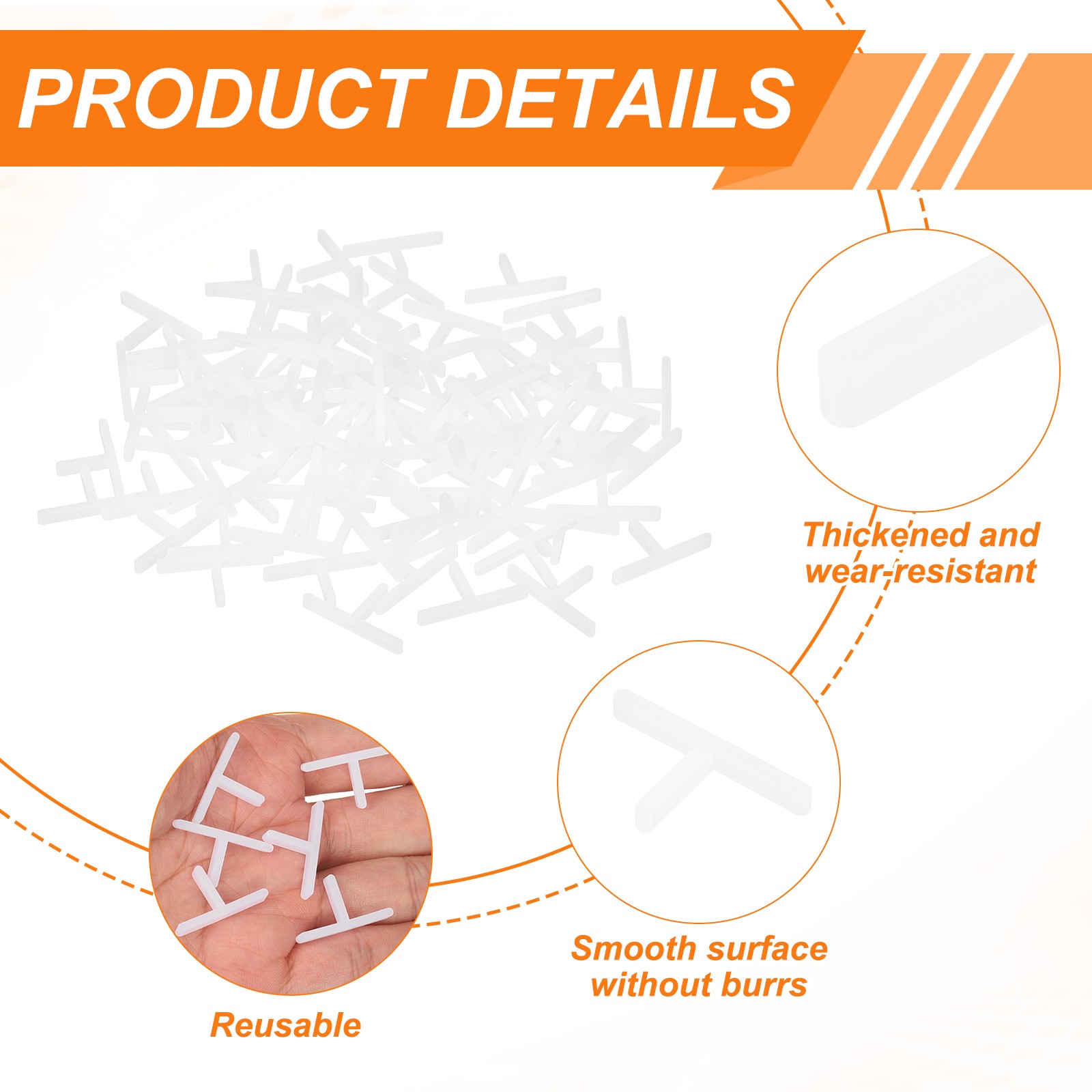 1000 Pcs 2mm / 1/12 Inch Tile Spacers t Type Plastic Spacers White