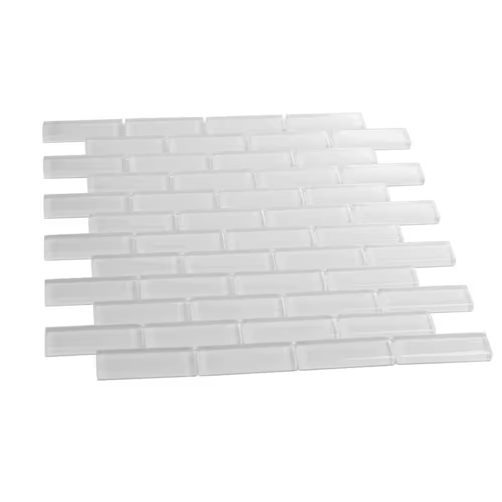 Ice White 11.9 In. X 11.9 In. Polished Glass Mosaic Tile (4.92 Sq. Ft./Case)