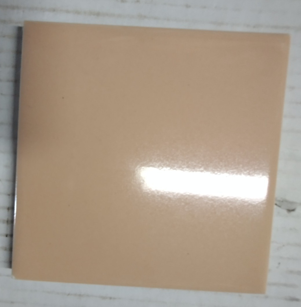1 Wall Tile Mosaic USA 4-3/8″ Sq Semi Gloss Blushing Peach Pink Ceramic 1950 Vtg