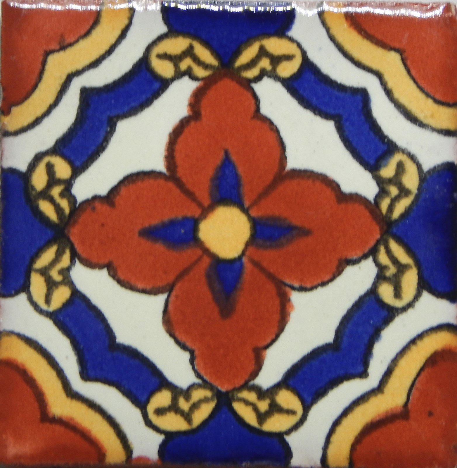 25 TILES Ceramic MEXICAN Talavera Handmade Tile 2×2 Clay Mexico Pottery 2-019