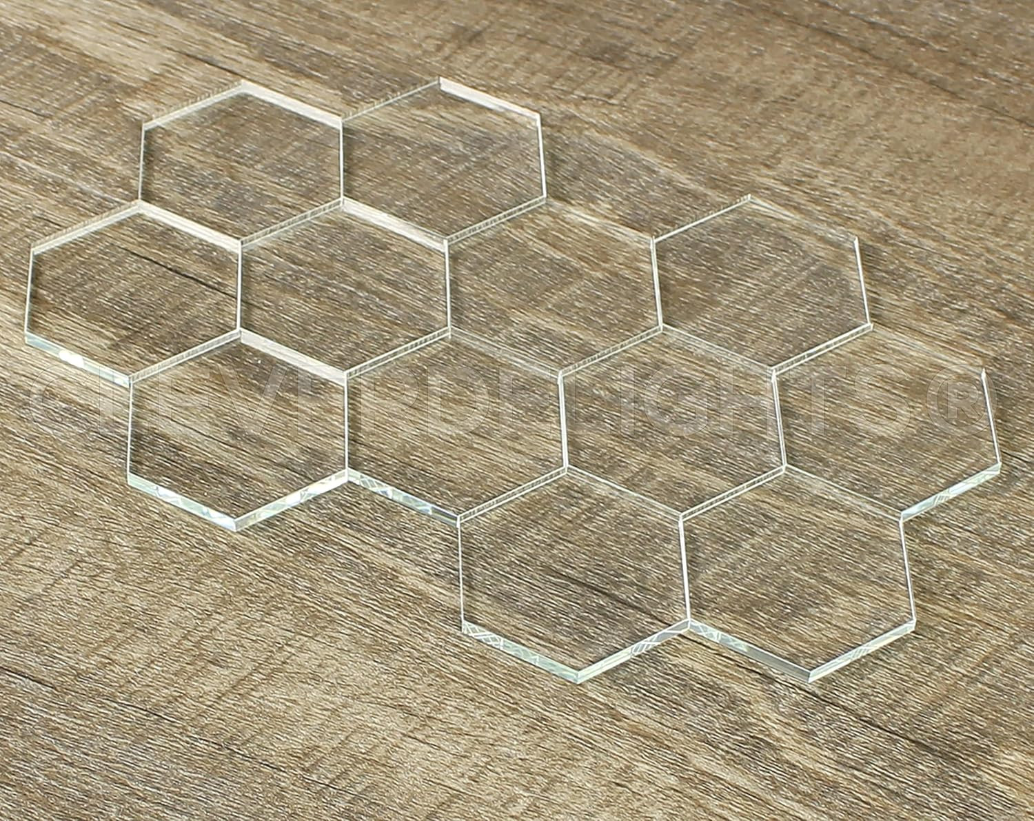 2 Inch Clear Hexagon Glass Tiles – 20 Pack – Art Craft DIY Home Transparent Mosa