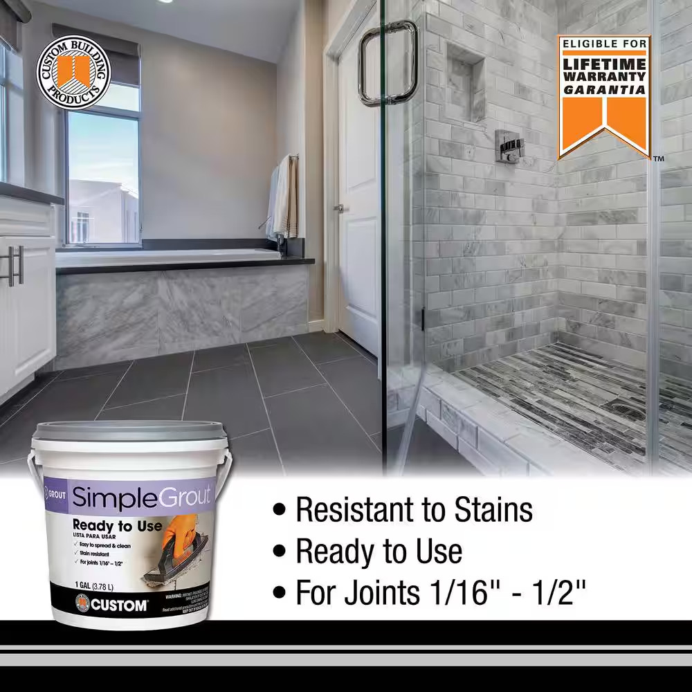 Simplegrout #165 Delorean Gray 1 Gal. Pre-Mixed Grout