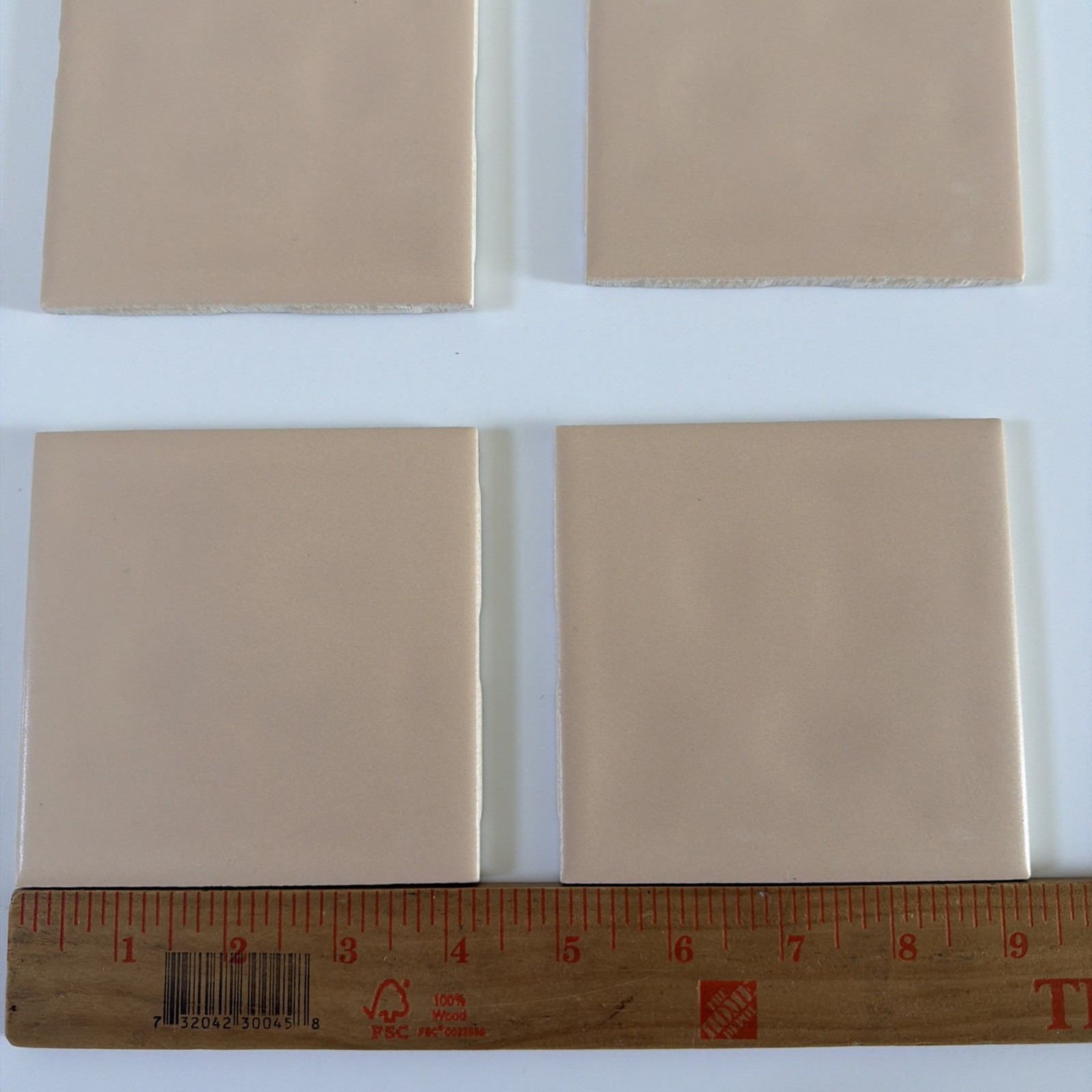 VTG 4 Pieces Peach Bluff: 4-1/4″ Bumpy Matte Ceramic Tile by Monarch Co. READ