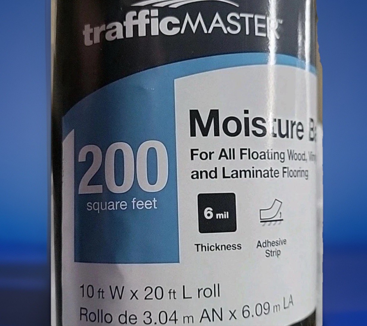 Moisture Barrier Underlayment, 200 Sq Ft 10′ x 20′ 6 Mil Vinyl Laminate Hardwood