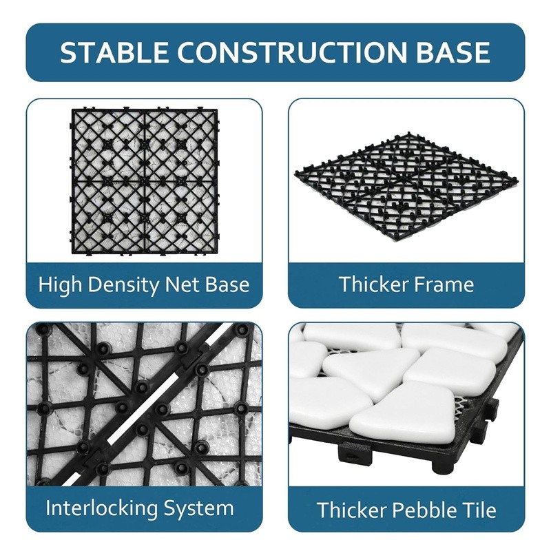 Recycled Glass Interlocking Tiles Waterproof Durable Outdoor Indoor Use 12×12