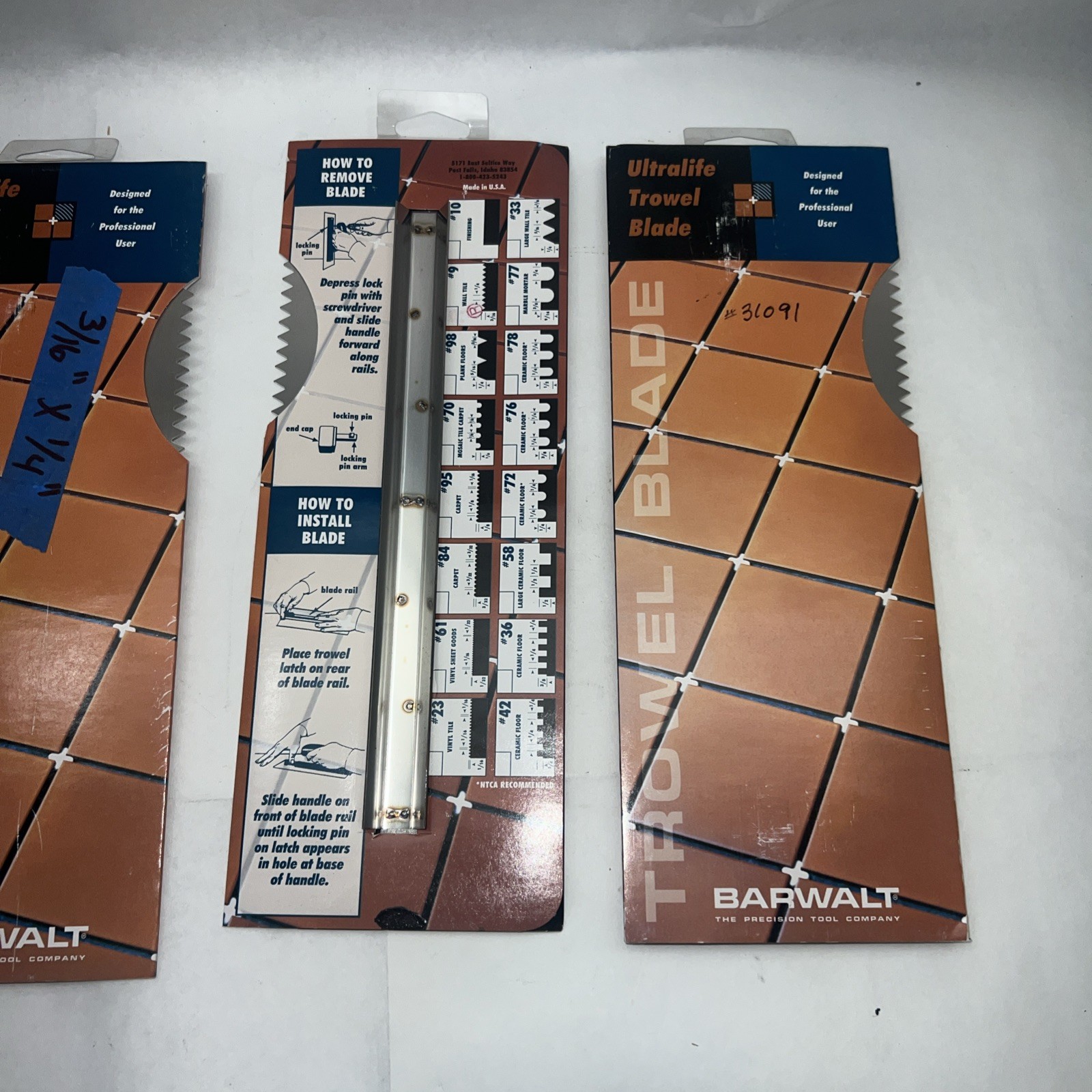 Barwalt 31091 Tile and Wood Flooring Trowel Blade #09 Lot of 3