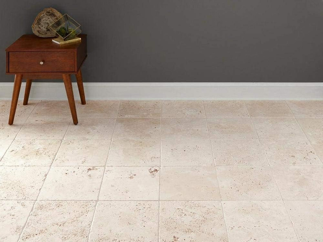 6X6 Light Travertine Tumbled Antiqued Tile Natural Stone (4 Piece Pack)
