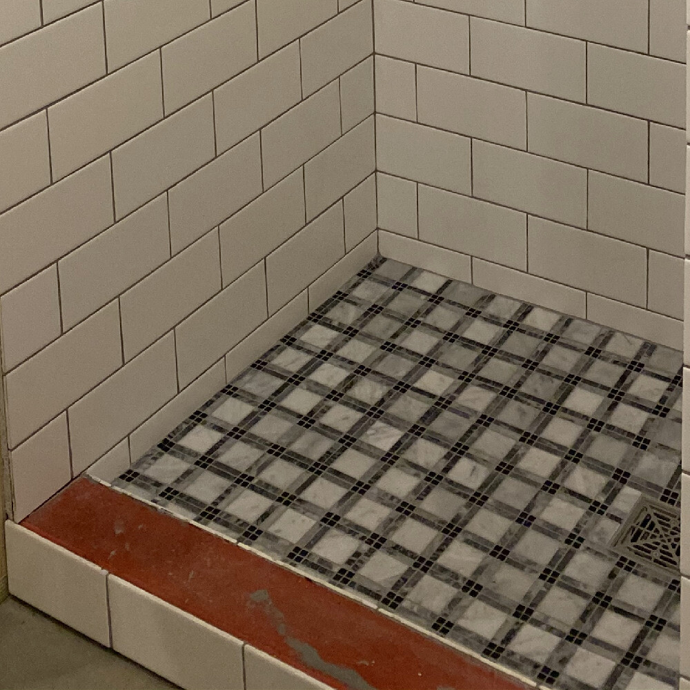 C261XH Carrara White Black Gray Marble Plaid Tartan Wall Floor Tile Matte