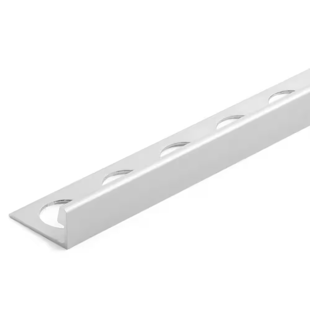 Satin Silver 1/2 In. X 98-1/2 In. Aluminum L-Shaped Tile Edging Trim