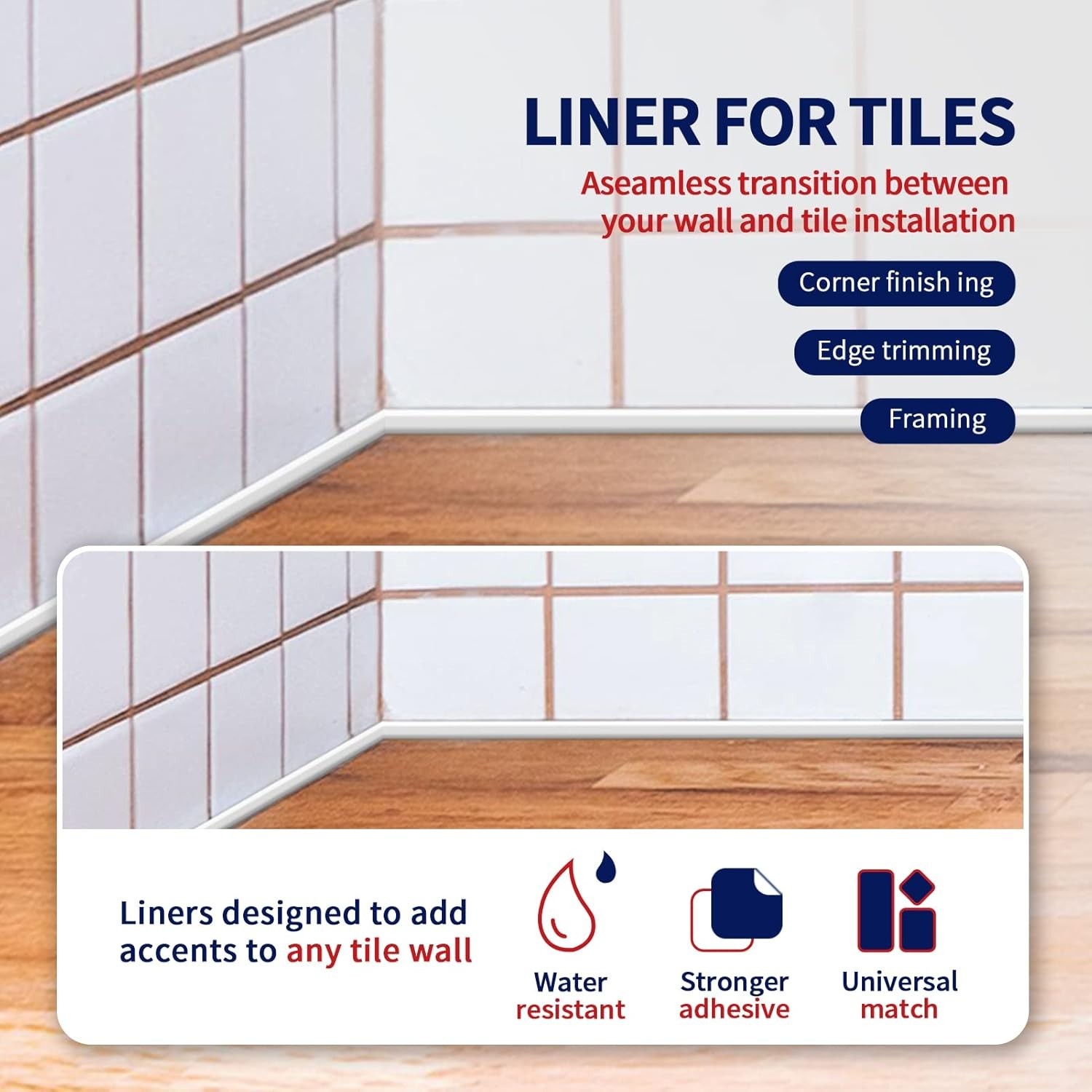 10 Ft Flexible Peel and Stick Trim Molding for Backsplash Tile Edge, Self-Adh..