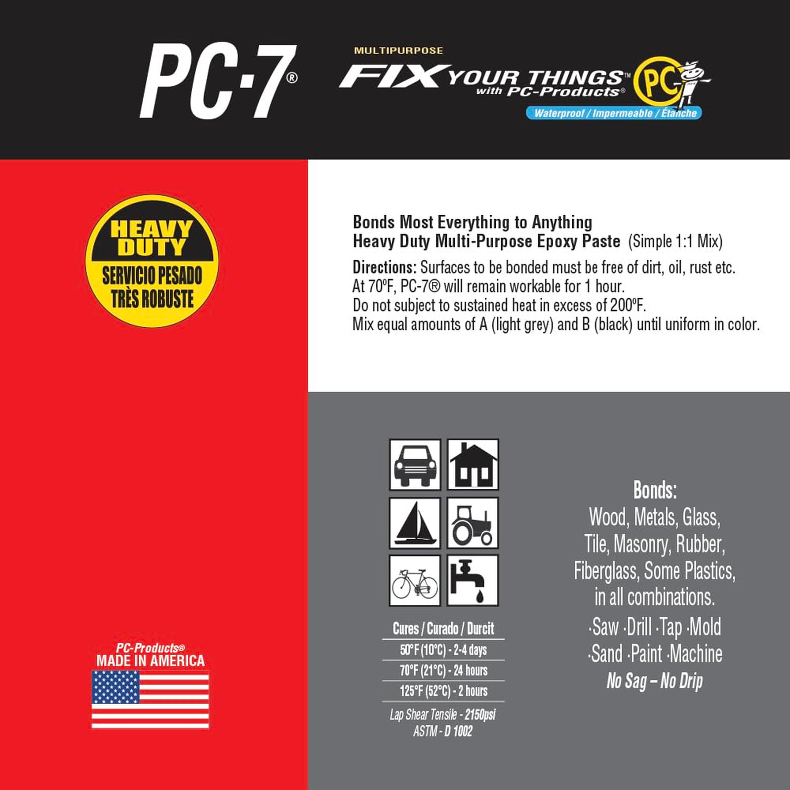 Epoxy Adhesive Paste Heavy Duty Charcoal Gray 1lb Two-Part Indoor Outdoor