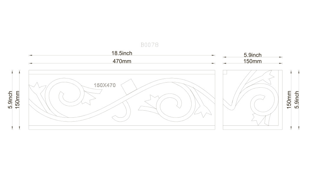B0078T Marble Mosaic Border Listello Accent Tile Floral White Wooden 5.9×18.5