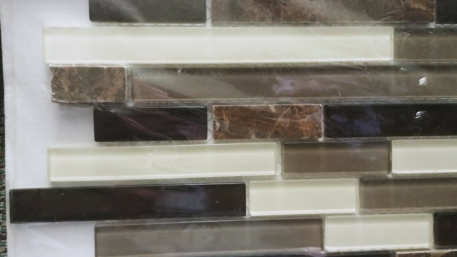 1 American Olean Mosaic Chateau Emperador Linear Stone Glass Marble 0494086 NEW
