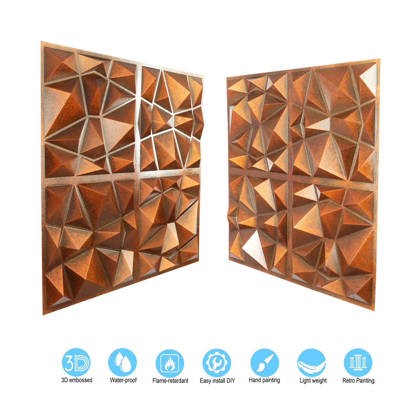 Artistic 3D Ceiling Tile Aged Artwork Panels Decor PLM101 Archaic copper 10pcs