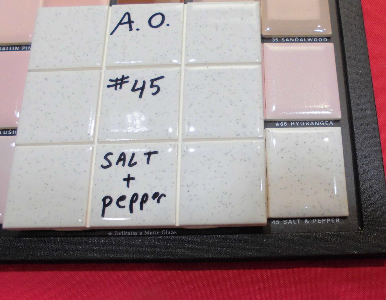 1 pc. Glossy Ceramic Tile: Salt & Pepper, American Olean 4-1/4″ Scored in 9ths