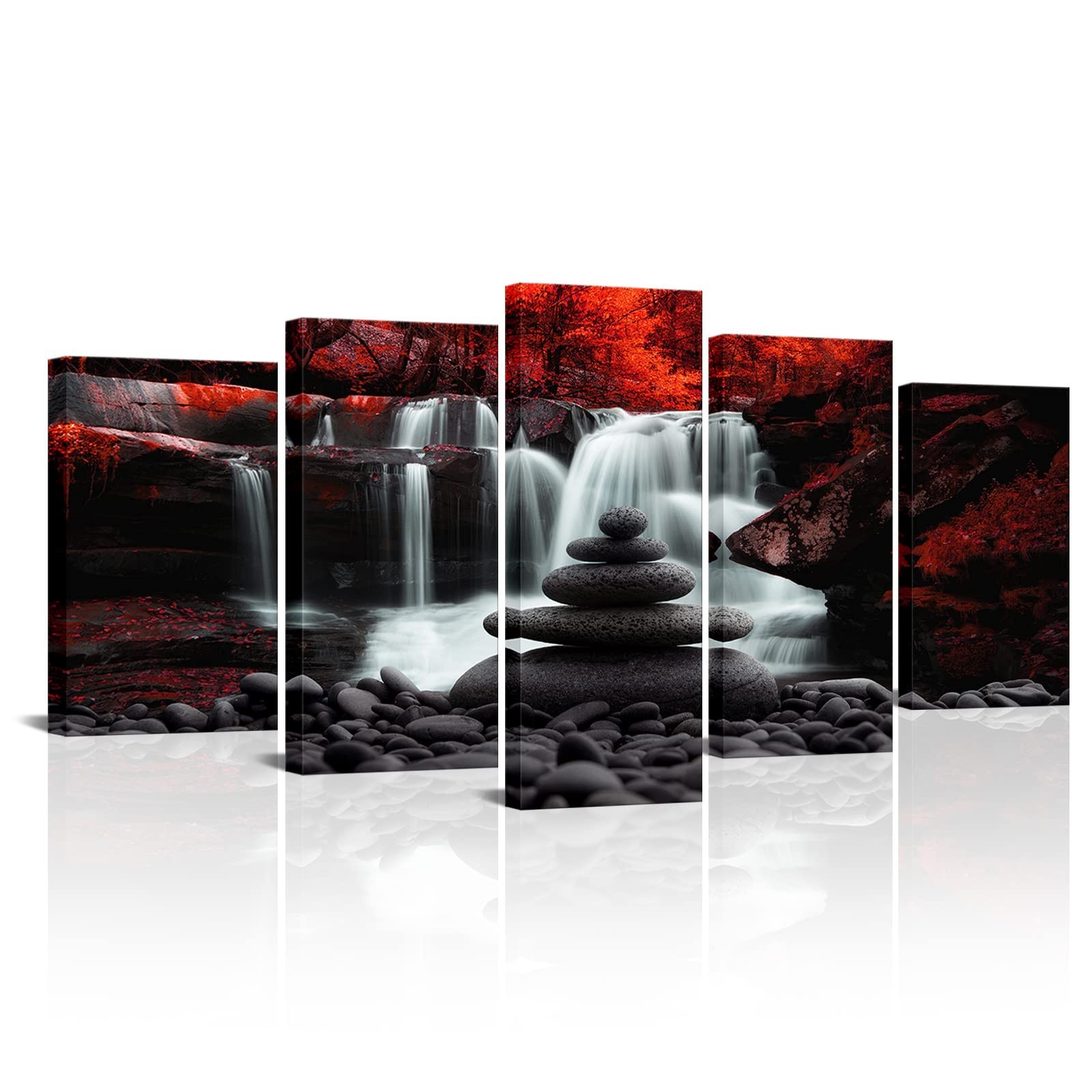 Conipit Black White Red Landscape Print Artwork for Living Room Red Tree Canv…